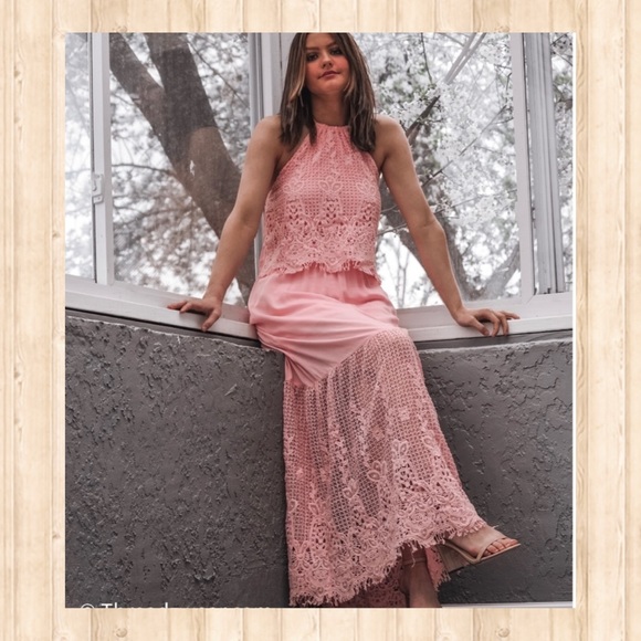 Pink Crotchet Halter Maxi - Picture 2 of 8